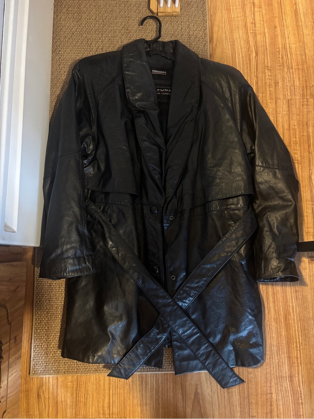 Wilson Vintage Black Leather Trench Coat - Women